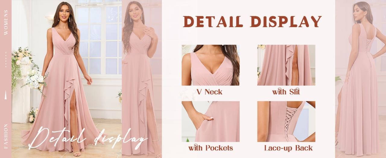 Amazon.com: Thinksea Bridesmaid Dresses for Women V-Neck Pleated ... Amazon.com: Thinksea Bridesmaid Dresses for Women V-Neck Pleated ...