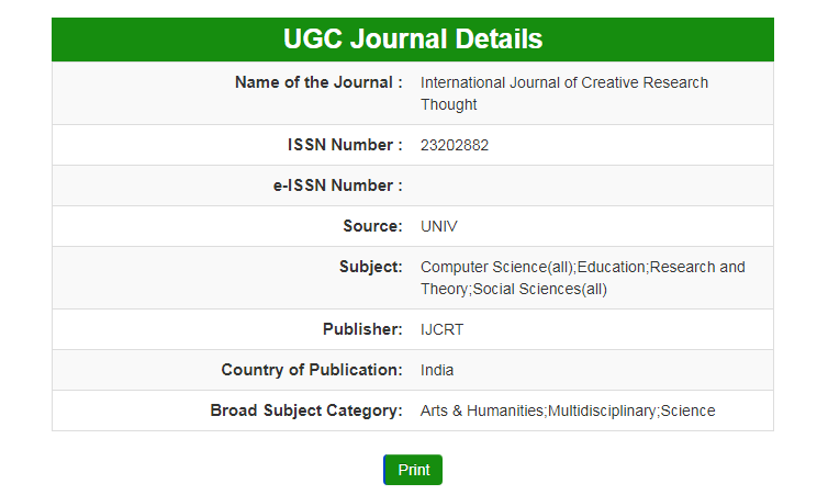 Journal UGC-CARE IJCRT( ISSN: 2320-2882 ) | UGC Approved Journal | UGC ...